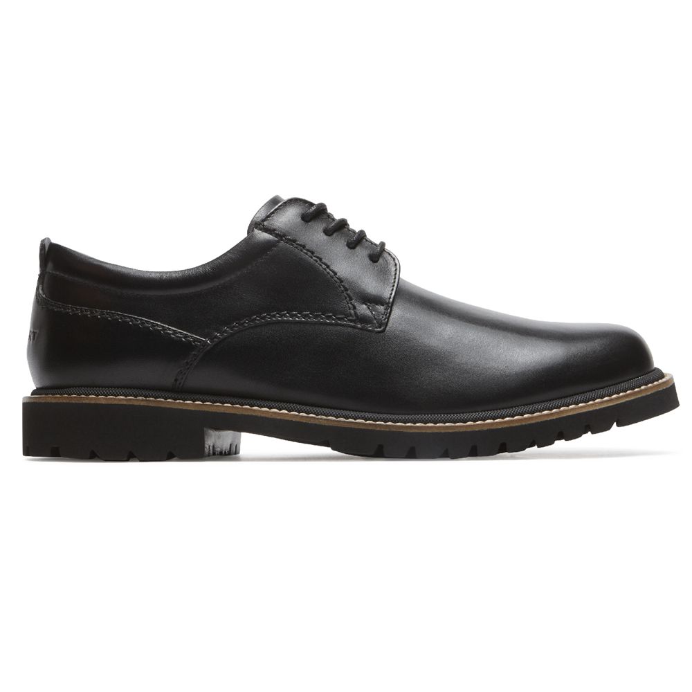 Pantofi Oxford Barbati Rockport Marshall Plain Toe Negrii - Romania 1802-LRSJN